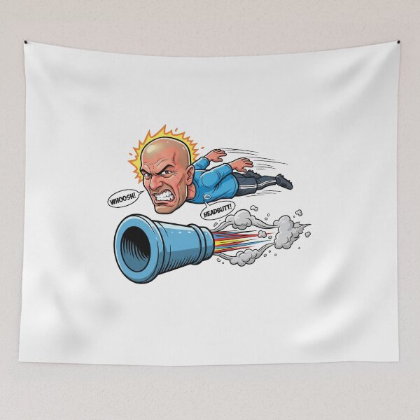 Item preview, Zidane Headbutt – Flying Bald Legend Cartoon designed and sold by bennasener.