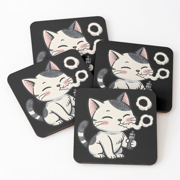 Item preview, Vapor Neko – Cute Manga Cat Blowing Smoke Rings designed and sold by House of Taste Designs.
