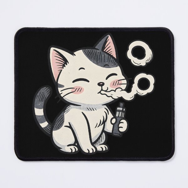 Item preview, Vapor Neko – Cute Manga Cat Blowing Smoke Rings designed and sold by House of Taste Vape Designs.