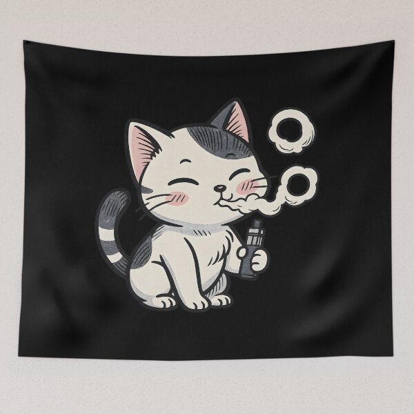 Item preview, Vapor Neko – Cute Manga Cat Blowing Smoke Rings designed and sold by House of Taste Designs.