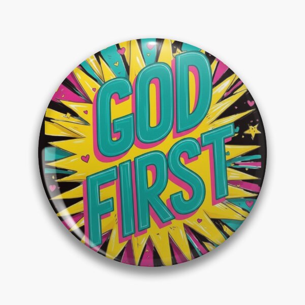 Item preview, GOD FIRST Pop Art Comic Explosion Christian Tee designed and sold by FitnWear.