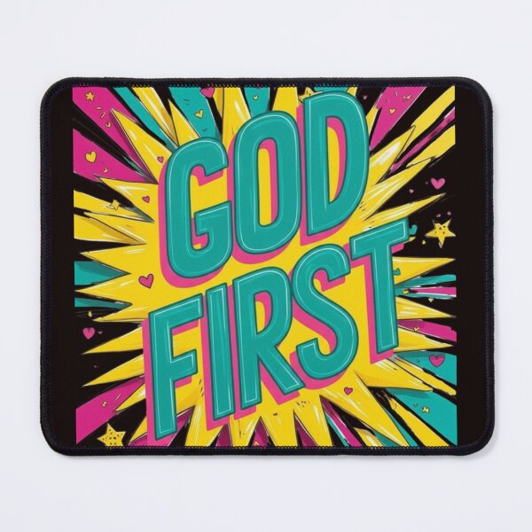 Item preview, GOD FIRST Pop Art Comic Explosion Christian Tee designed and sold by FitnWear.