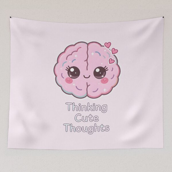 Item preview, “Thinking Cute Thoughts” Kawaii Pink Brain – Adorable Positive Mindset Pastel Design designed and sold by PureBrain.