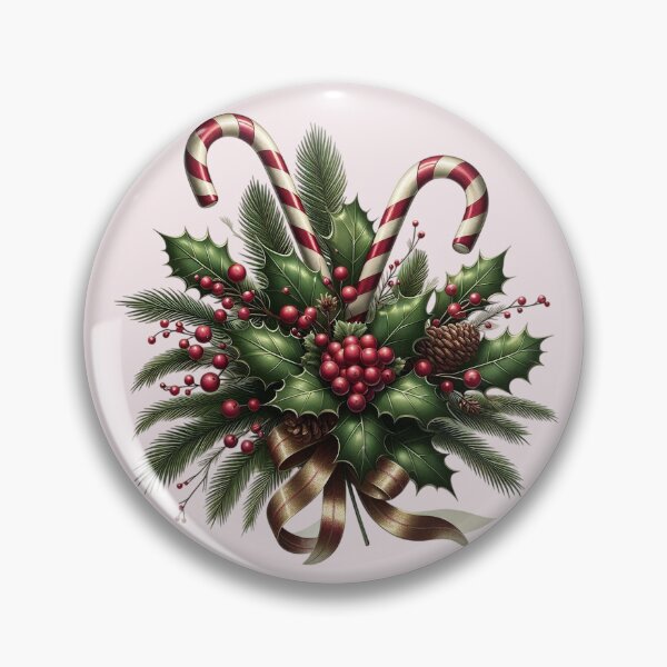 Item preview, Candy Canes Holly Berries Pinecone designed and sold by Eclectic Monkey.