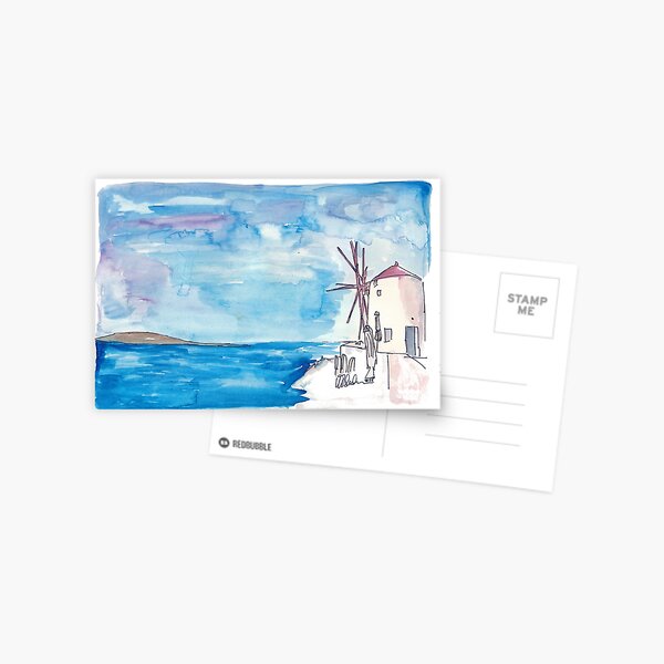 Oia, Santorini 1 (Watercolor) Postcard