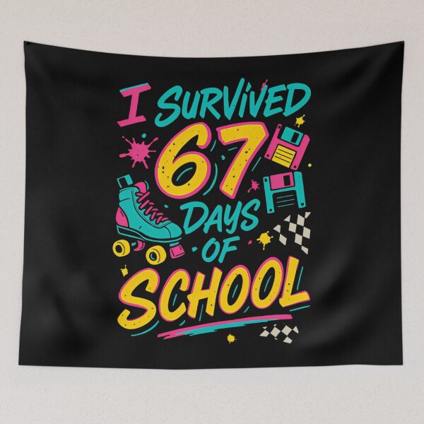 Item preview, of Student 67 Teacher Classic School Funny 67 Meme Survived I Days designed and sold by SteveSaccoro.