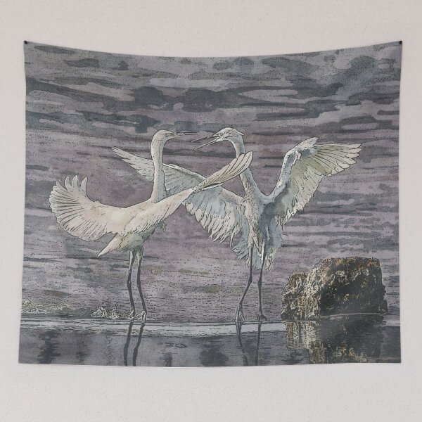 Item preview, Dancing White Egrets designed and sold by Karin McKee.