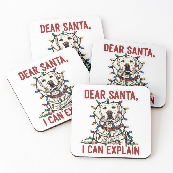 Item preview, Dear Santa I Can Explain - Funny Christmas Dog with Lights Tee & Sticker designed and sold by GeniePixel.