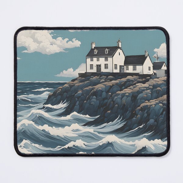 Item preview, Iconic sea brave waves at a Cornwall island shore  designed and sold by Ponted.