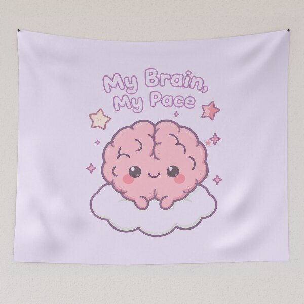 Item preview, My Brain My Pace – Cute Mental Health Kawaii Brain | Neurodivergent Self-Care Positive Design designed and sold by PureBrain.