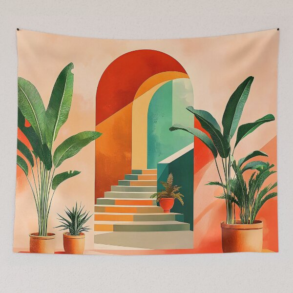Item preview, Southwestern-Style Colorful Entrance With Steps To Hacienda  designed and sold by DEC02.