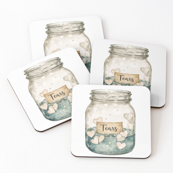 Item preview, Decorative glass jar filled with hearts and blue liquid, labeled as Tears, showcasing emotion and creativity designed and sold by SpaceartLilu.