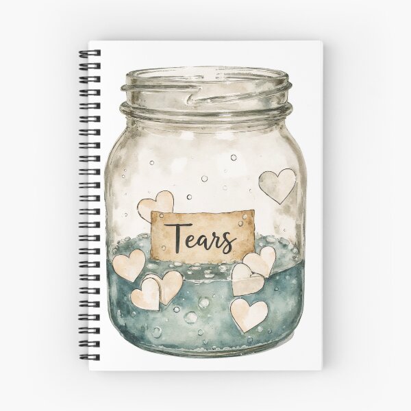 Item preview, Decorative glass jar filled with hearts and blue liquid, labeled as Tears, showcasing emotion and creativity designed and sold by SpaceartLilu.