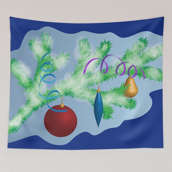 Item preview, Christmas Pine Branch with Snowy Cotton and Ornaments 1 designed and sold by ZorianArt.