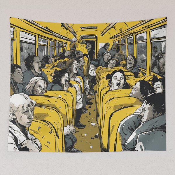 Item preview, Panic on the school bus (distressed comic style) designed and sold by Oximus.