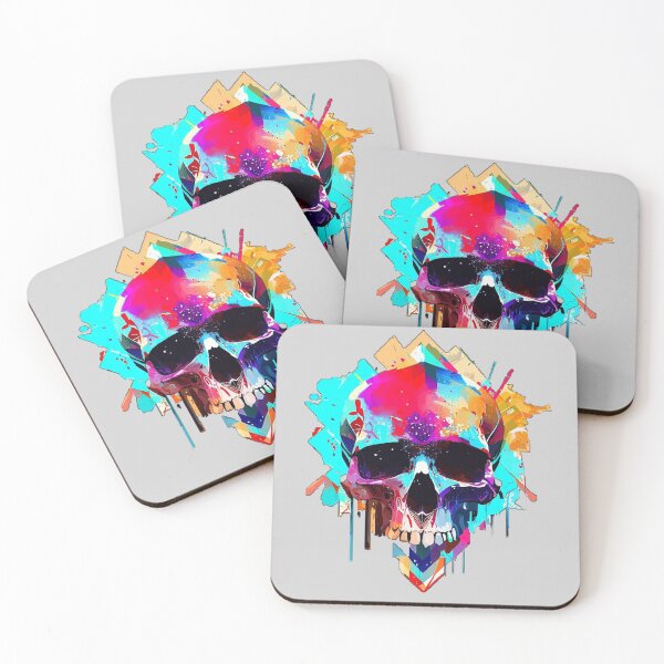 Item preview, Colorful Abstract Skull Neon Splash Art designed and sold by ZetaDream.