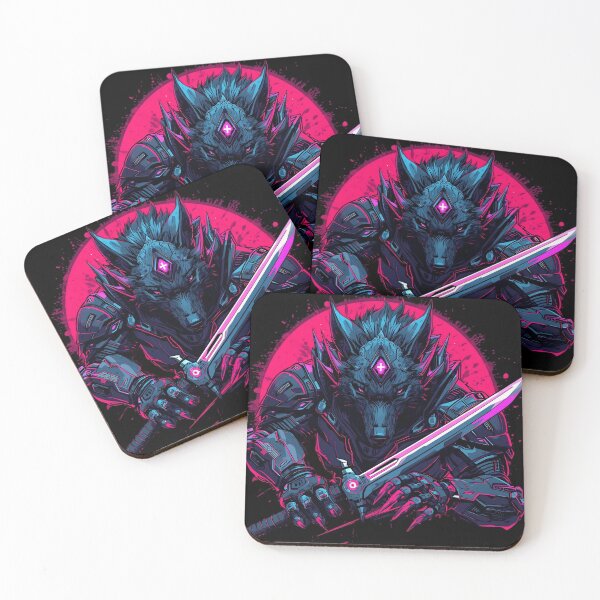 Item preview, Cyber Wolf Samurai Neon Warrior designed and sold by SoulenCify.