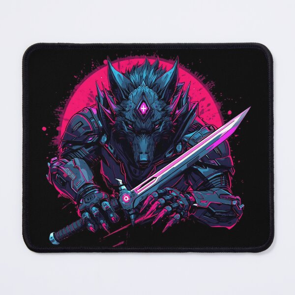 Item preview, Cyber Wolf Samurai Neon Warrior designed and sold by SoulenCify.