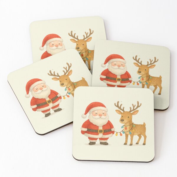 Item preview, Christmas Santa Clause and the Deer Watercolor Painting   designed and sold by Juana-.