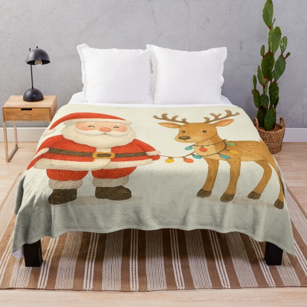 Item preview, Christmas Santa Clause and the Deer Watercolor Painting   designed and sold by Juana-.