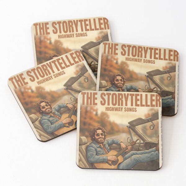 Item preview, The Storyteller Highway Songs Retro Folk Poster designed and sold by AbstractAuraArt.