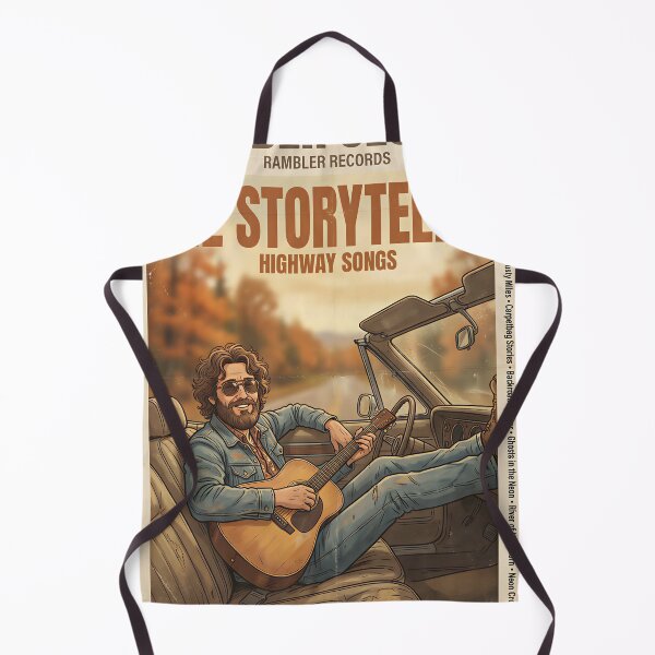 Item preview, The Storyteller Highway Songs Retro Folk Poster designed and sold by AbstractAuraArt.