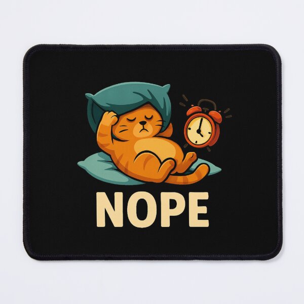 Item preview, Nope Cat – Funny Tired Cat with Alarm Clock – Morning Grump Humor designed and sold by MOAVE-Design.