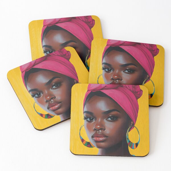 Item preview, Vibrant Afro Woman Portrait with Pink Headscarf designed and sold by daila70.