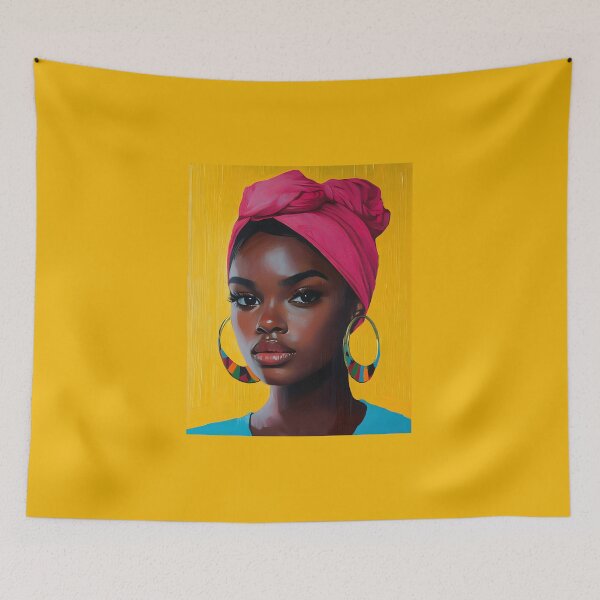 Item preview, Vibrant Afro Woman Portrait with Pink Headscarf designed and sold by daila70.