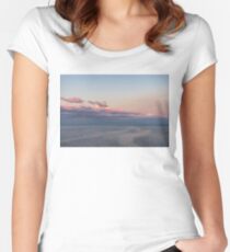 Breezy Pink and Blue Waterscape Women's Fitted Scoop T-Shirt