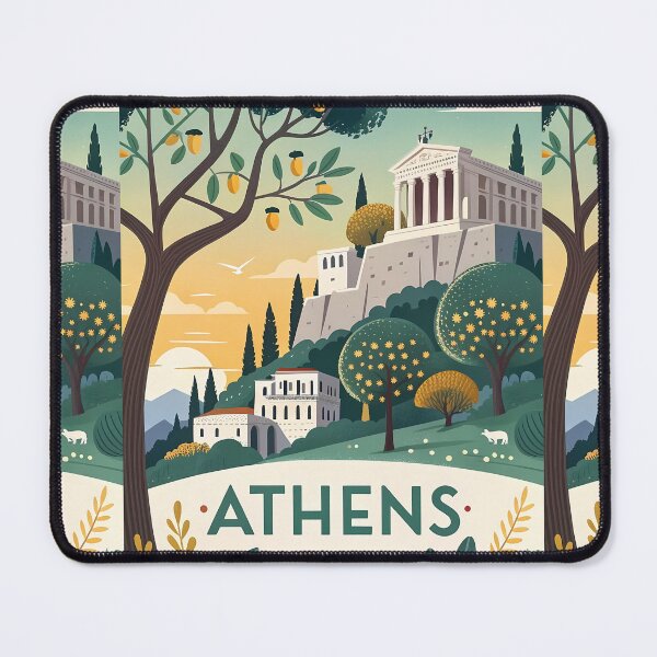 Item preview, Athens Greece Parthenon Sunset Illustration – Classical Travel Art Print designed and sold by Witsprings.