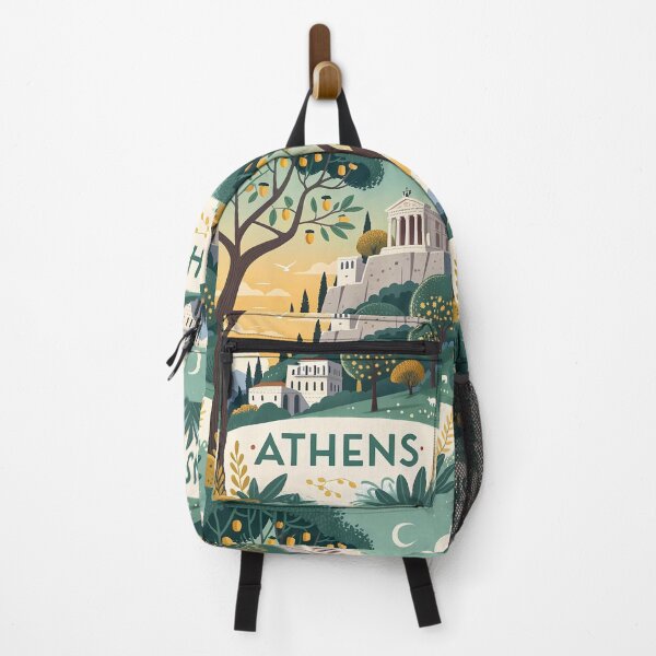 Item preview, Athens Greece Parthenon Sunset Illustration – Classical Travel Art Print designed and sold by Witsprings.