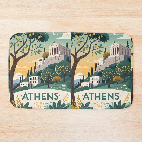 Item preview, Athens Greece Parthenon Sunset Illustration – Classical Travel Art Print designed and sold by Witsprings.