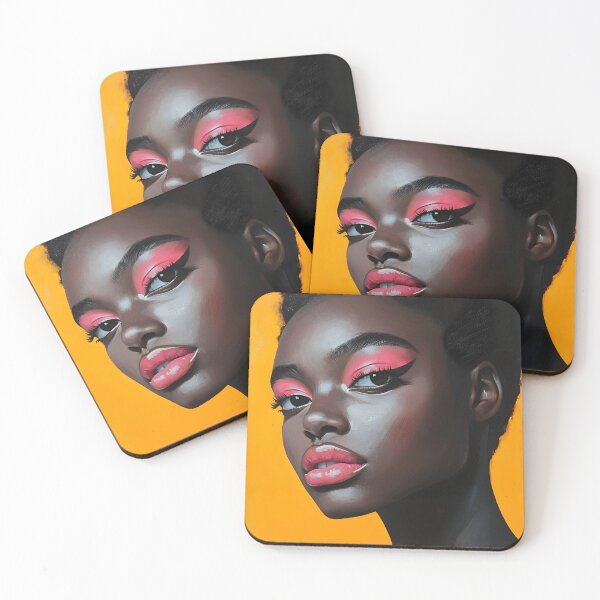 Item preview, Bold Pink Makeup Woman Portrait on Vibrant Orange designed and sold by daila70.