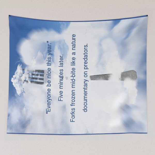 Item preview, Holiday Dinner Meme – Forks Freeze Mid-Bite Like Predator Documentary designed and sold by aadventures.