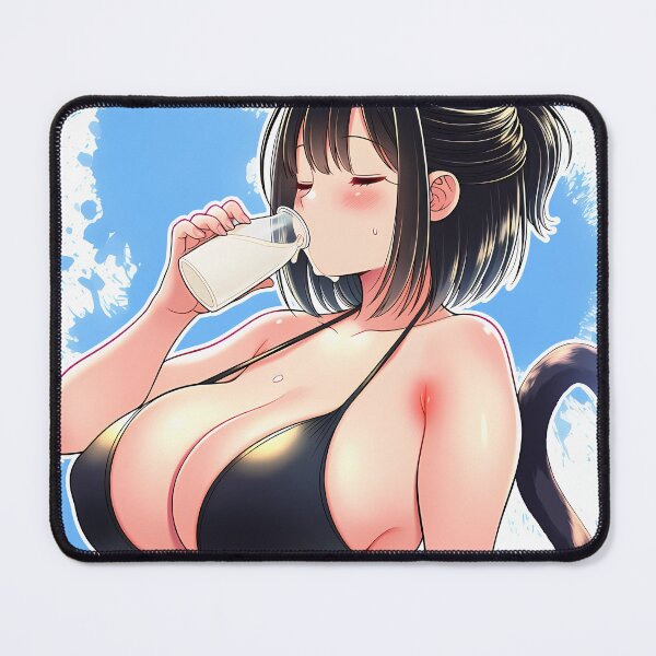 Item preview, Cute Cat-Girl Waifu Drinking Milk designed and sold by Otakunaisu.