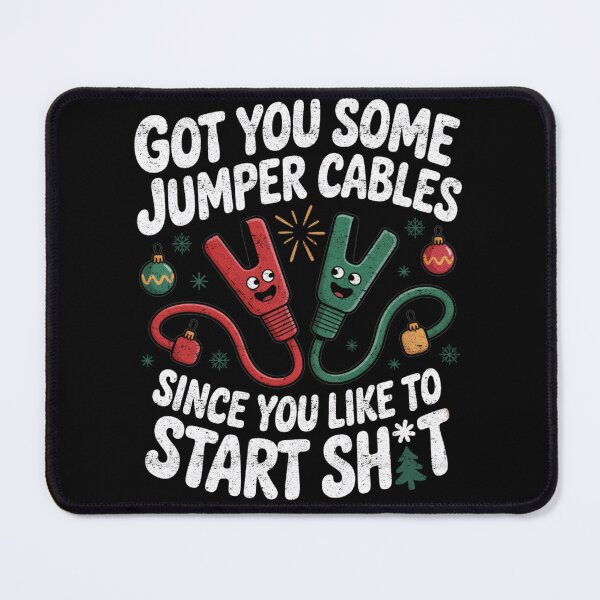 Item preview, Funny Christmas Jumper Cables Start Trouble Humor designed and sold by FreshVibe Prints.