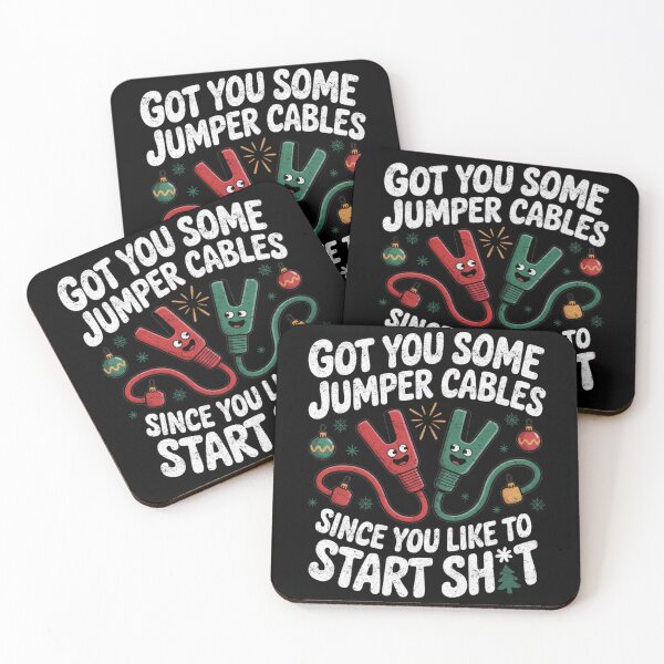 Item preview, Funny Christmas Jumper Cables Start Trouble Humor designed and sold by FreshVibe Prints.