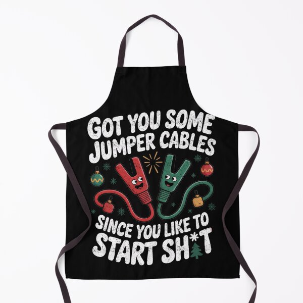 Item preview, Funny Christmas Jumper Cables Start Trouble Humor designed and sold by FreshVibe Prints.