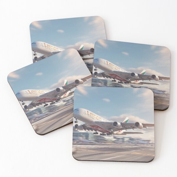 Item preview, Emirates Luxury A380 Beginning Its Ascent with Runway Heat Haze designed and sold by Skyframe Aviation.