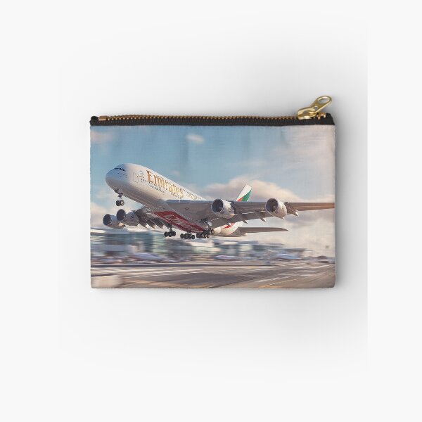 Item preview, Emirates Luxury A380 Beginning Its Ascent with Runway Heat Haze designed and sold by Skyframe Aviation.