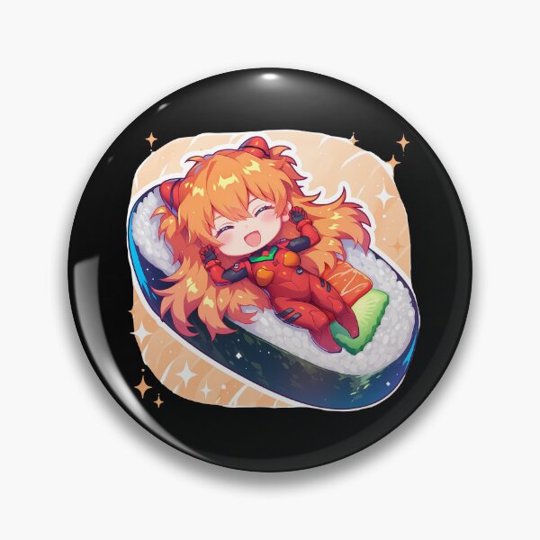 Item preview, Asuka Langley Soryu Relaxing Inside Sushi Roll Kawaii Chibi Neon Genesis Evangelion Anime designed and sold by CarlosBender.