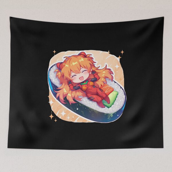 Item preview, Asuka Langley Soryu Relaxing Inside Sushi Roll Kawaii Chibi Neon Genesis Evangelion Anime designed and sold by CarlosBender.
