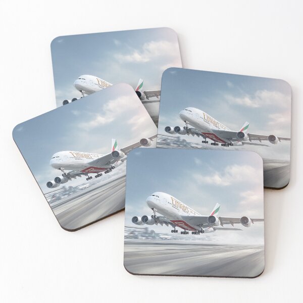 Item preview, Airbus A380 Emirates Climbing Gracefully Under Blue Skies designed and sold by Skyframe Aviation.