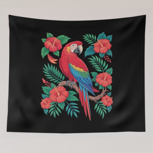Item preview, Boho Floral Parrot Scarlet Macaw Birdwatching Bird Lover  designed and sold by InspiredFoul.