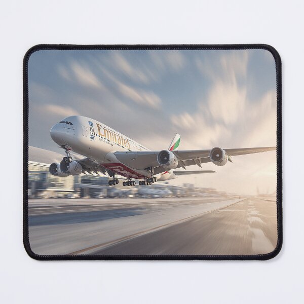 Item preview, Emirates Double Deck A380 Starting Its Takeoff Roll in Golden Light designed and sold by Skyframe Aviation.