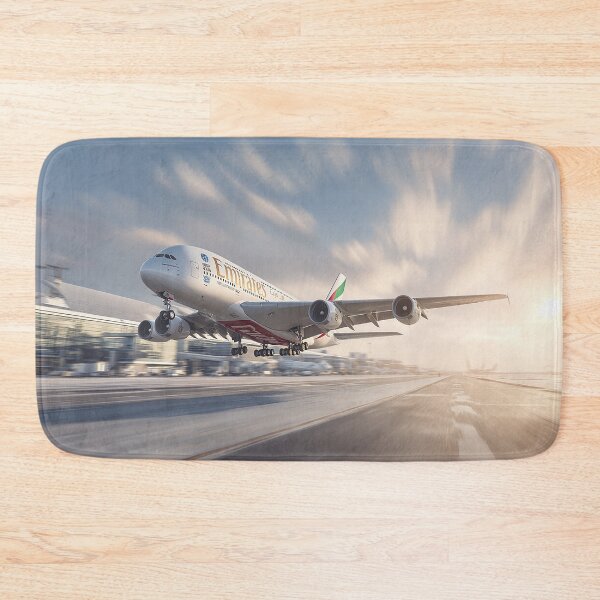 Item preview, Emirates Double Deck A380 Starting Its Takeoff Roll in Golden Light designed and sold by Skyframe Aviation.