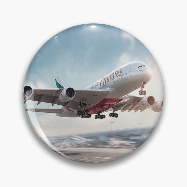 Item preview, Emirates A380 Powering Into the Air Under Blue Skies designed and sold by Skyframe Aviation.