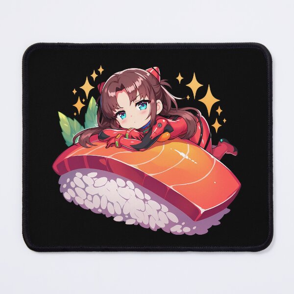 Item preview, Makinami Mari Illustrious Resting On Sushi Roll Kawaii Chibi Neon Genesis Evangelion Anime designed and sold by CarlosBender.