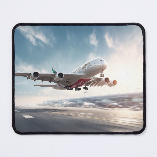 Item preview, Emirates A380 Powering Into the Air Under Blue Skies designed and sold by Skyframe Aviation.